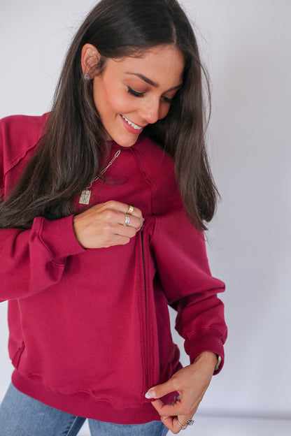 Movemama Big Hug Vertical Zip Breastfeeding Crewneck