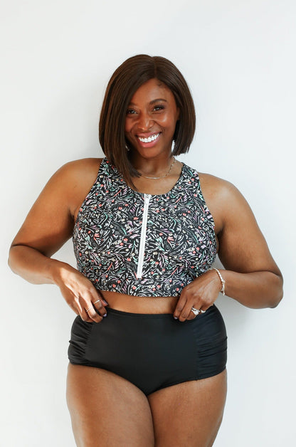 Movemama Crop Zip Up Breastfeeding Swimsuit Top