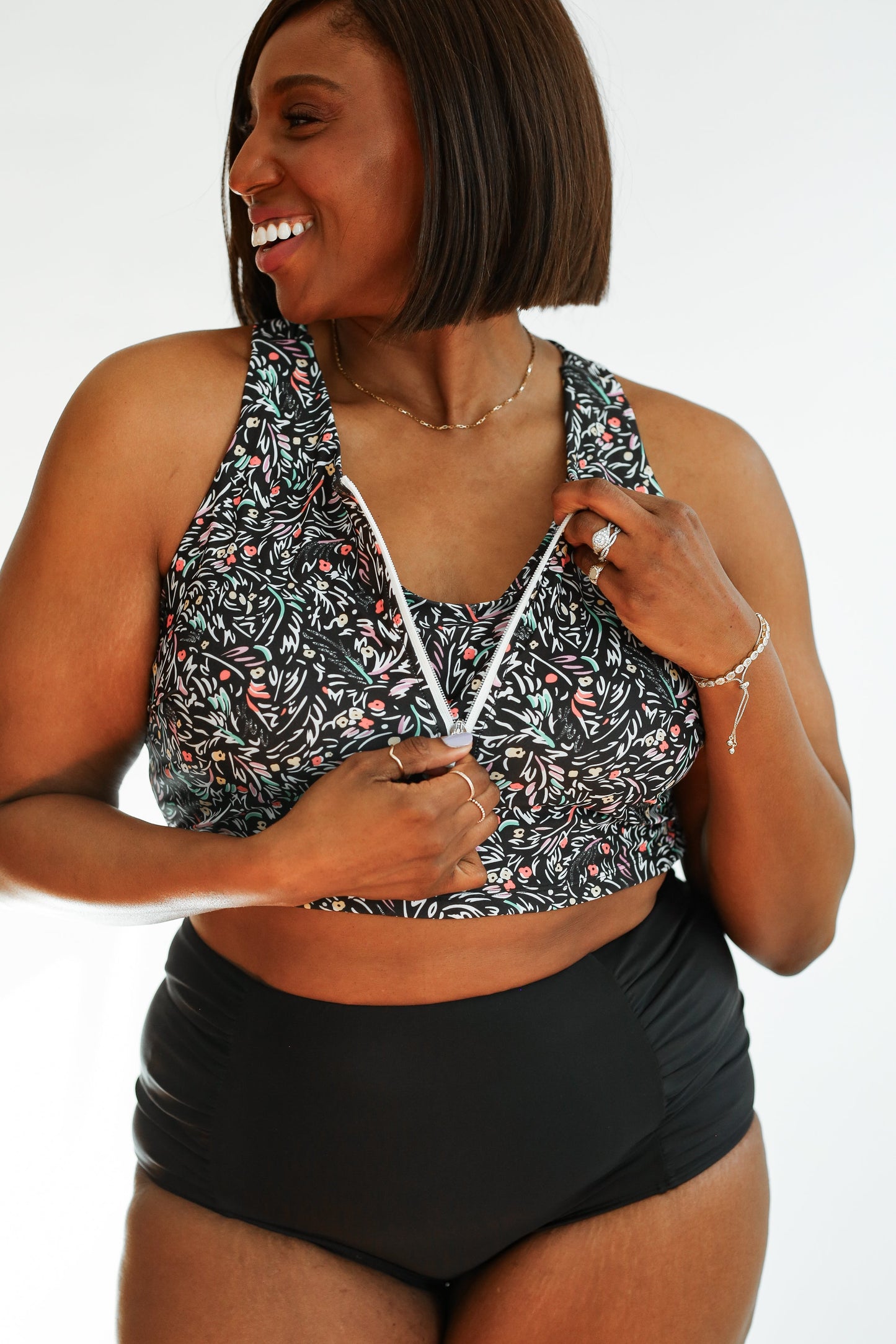 Movemama Crop Zip Up Breastfeeding Swimsuit Top