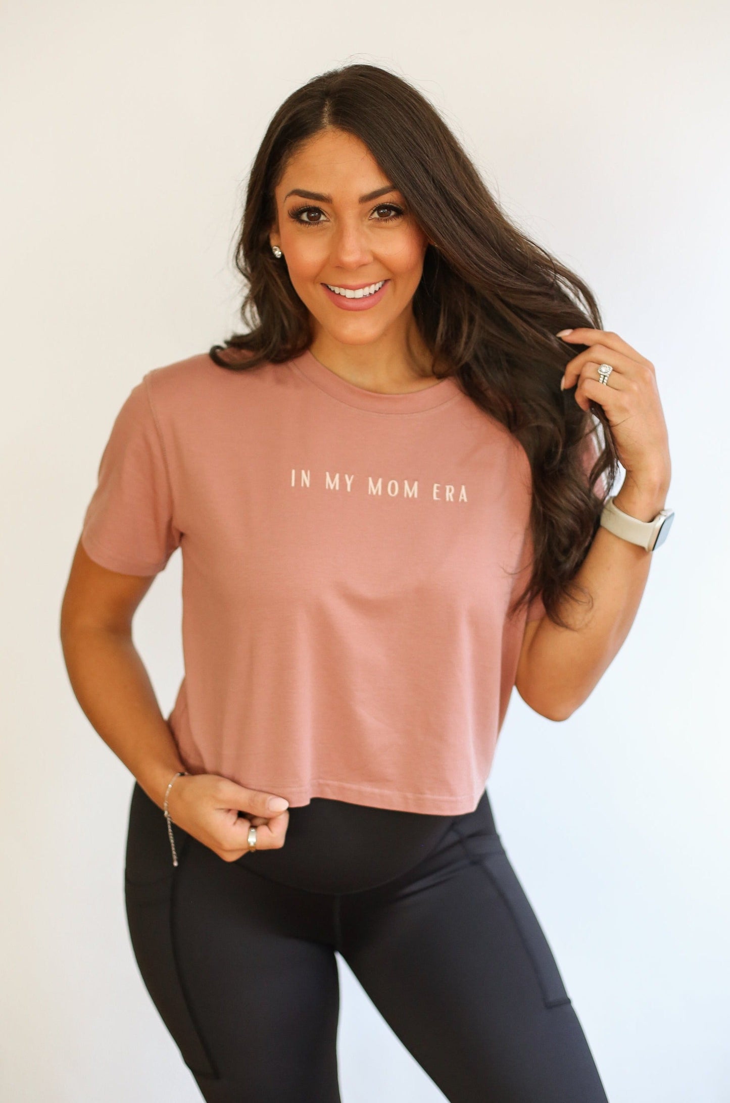 Movemama Cropped Embroidered Nursing Friendly Tee (Final Sale)