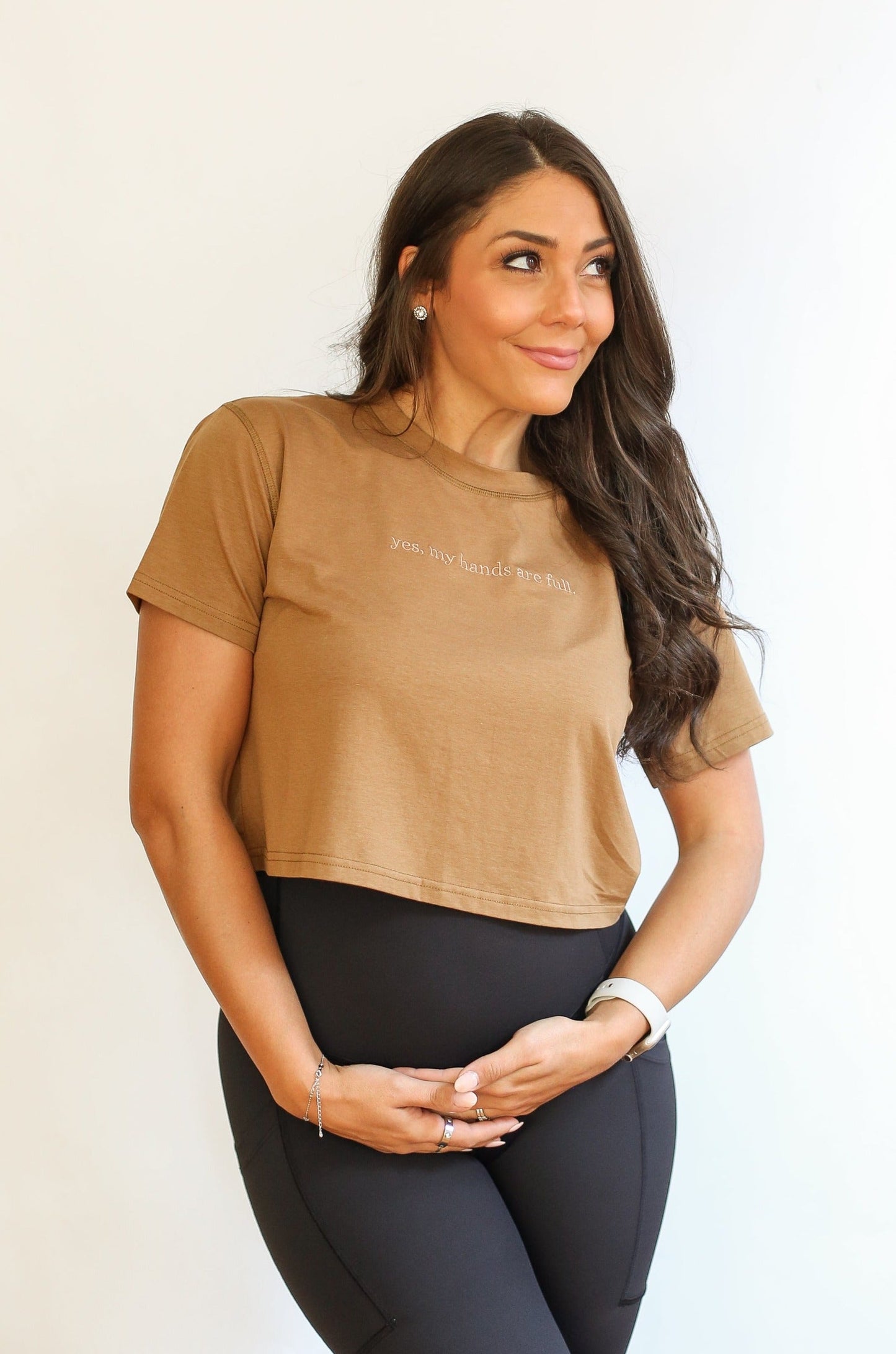 Movemama Cropped Embroidered Nursing Friendly Tee (Final Sale)
