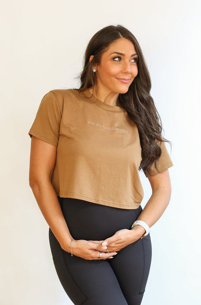 Movemama Cropped Embroidered Nursing Friendly Tee (Final Sale)