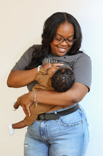 Movemama Cropped Embroidered Nursing Friendly Tee (Final Sale)