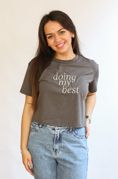 Movemama Cropped Embroidered Nursing Friendly Tee (Final Sale)