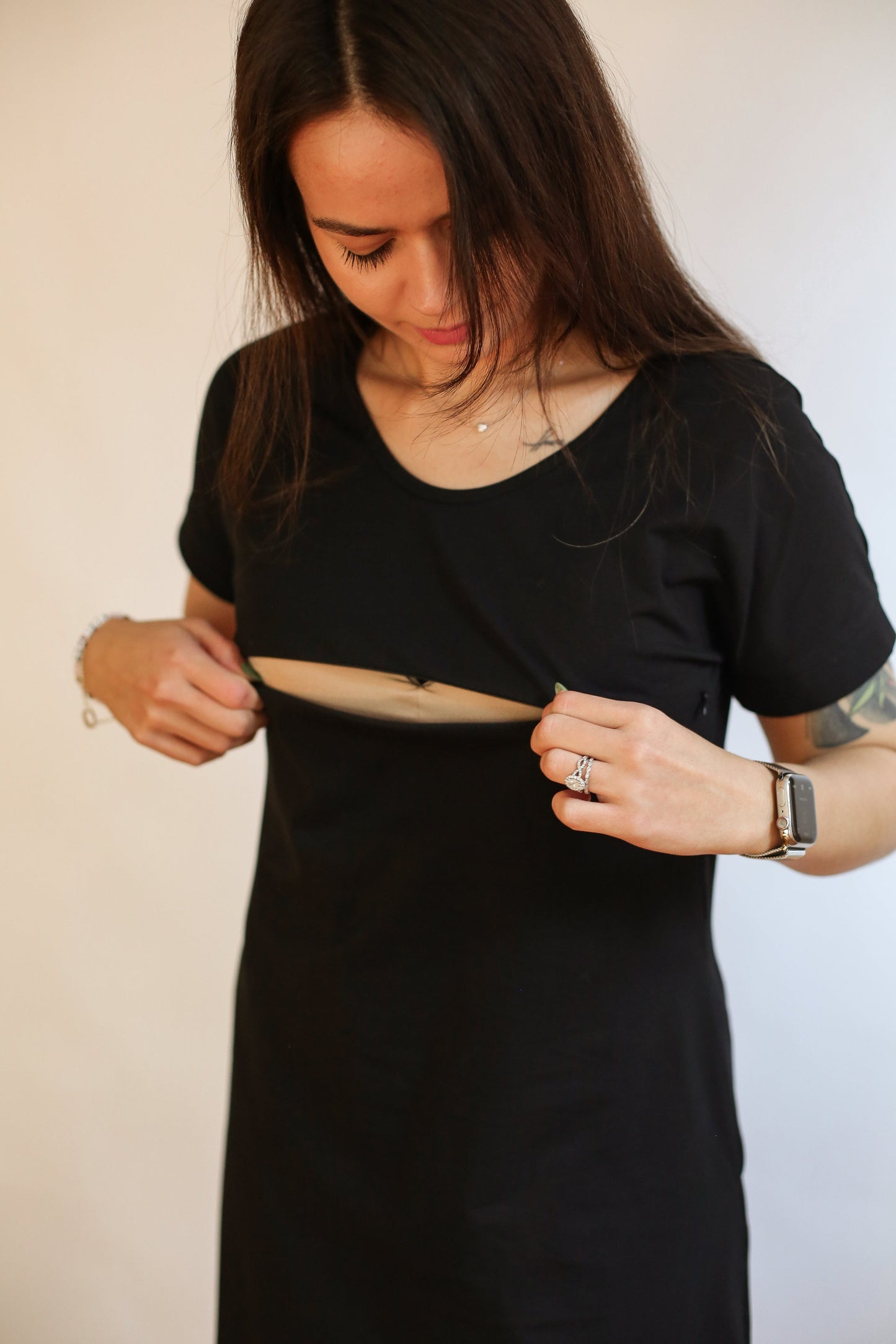 Movemama Invisible Zipper Midi Breastfeeding T-Shirt Dress (Final Sale)