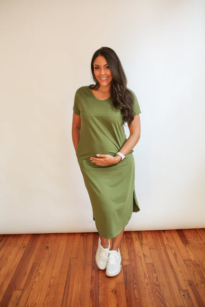 Movemama Invisible Zipper Midi Breastfeeding T-Shirt Dress (Final Sale)