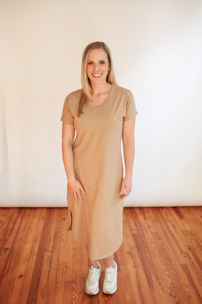 Movemama Invisible Zipper Midi Breastfeeding T-Shirt Dress (Final Sale)