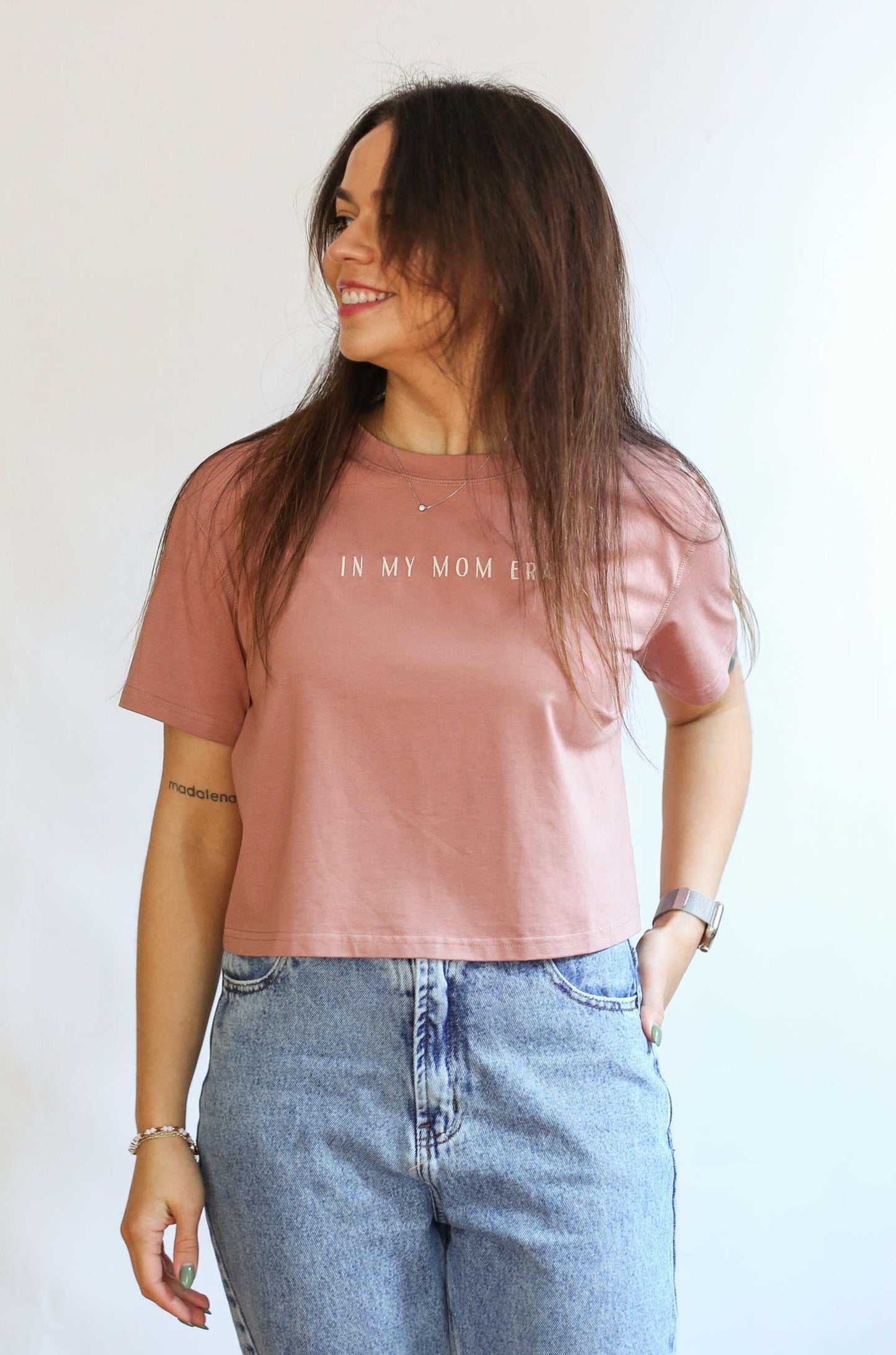 Movemama Cropped Embroidered Nursing Friendly Tee (Final Sale)