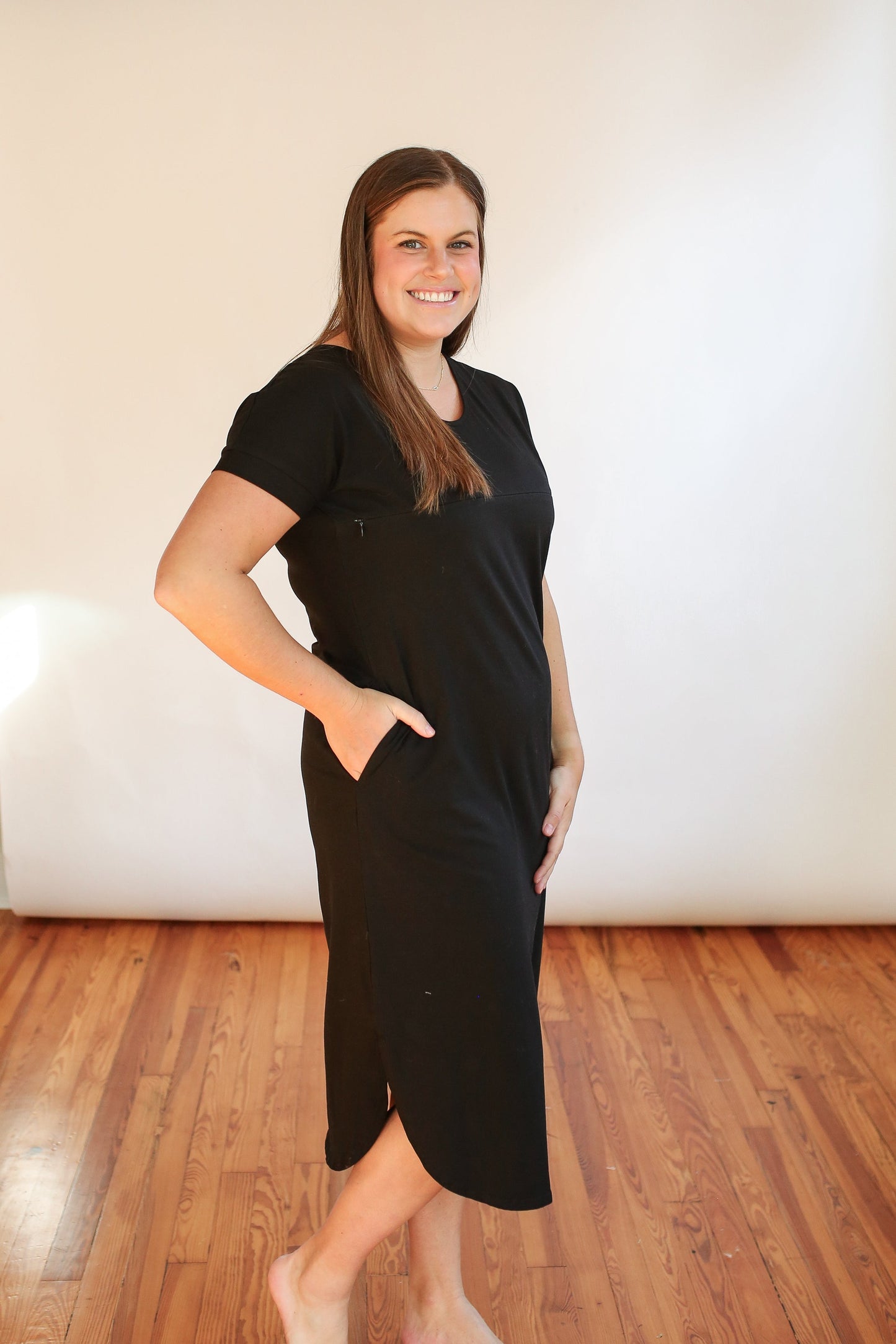 Movemama Invisible Zipper Midi Breastfeeding T-Shirt Dress (Final Sale)