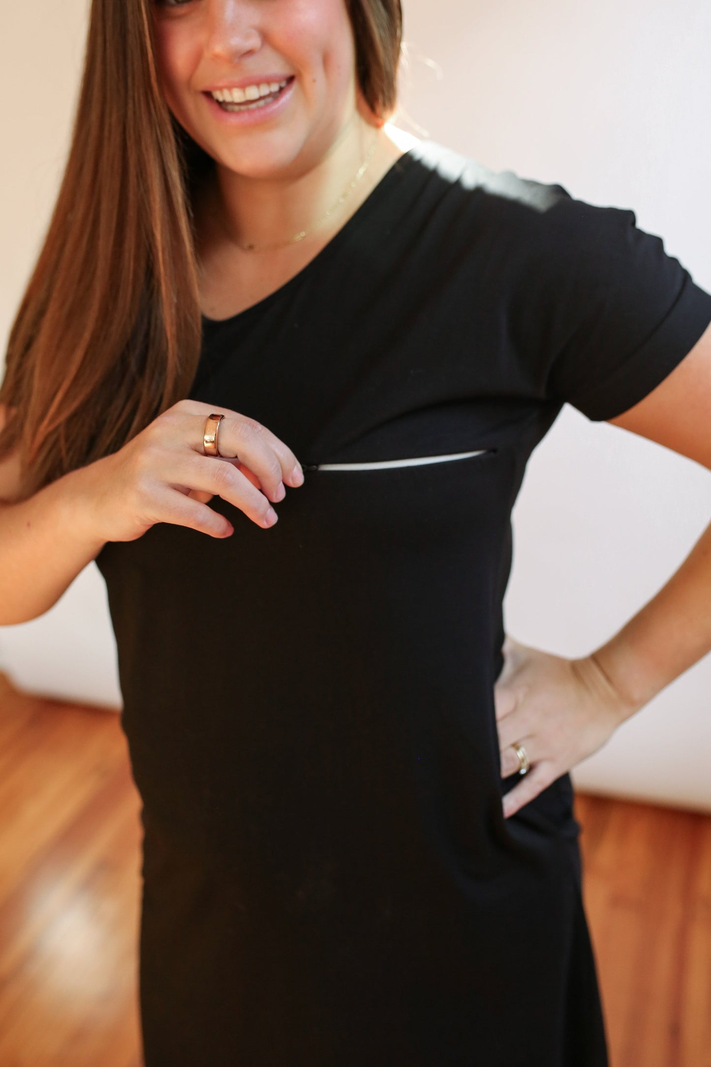 Movemama Invisible Zipper Midi Breastfeeding T-Shirt Dress (Final Sale)