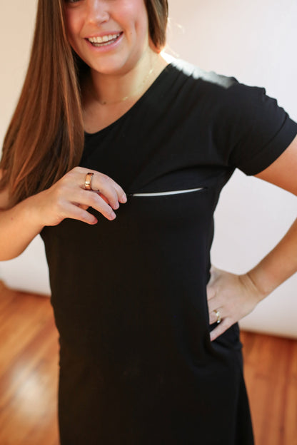 Movemama Invisible Zipper Midi Breastfeeding T-Shirt Dress (Final Sale)