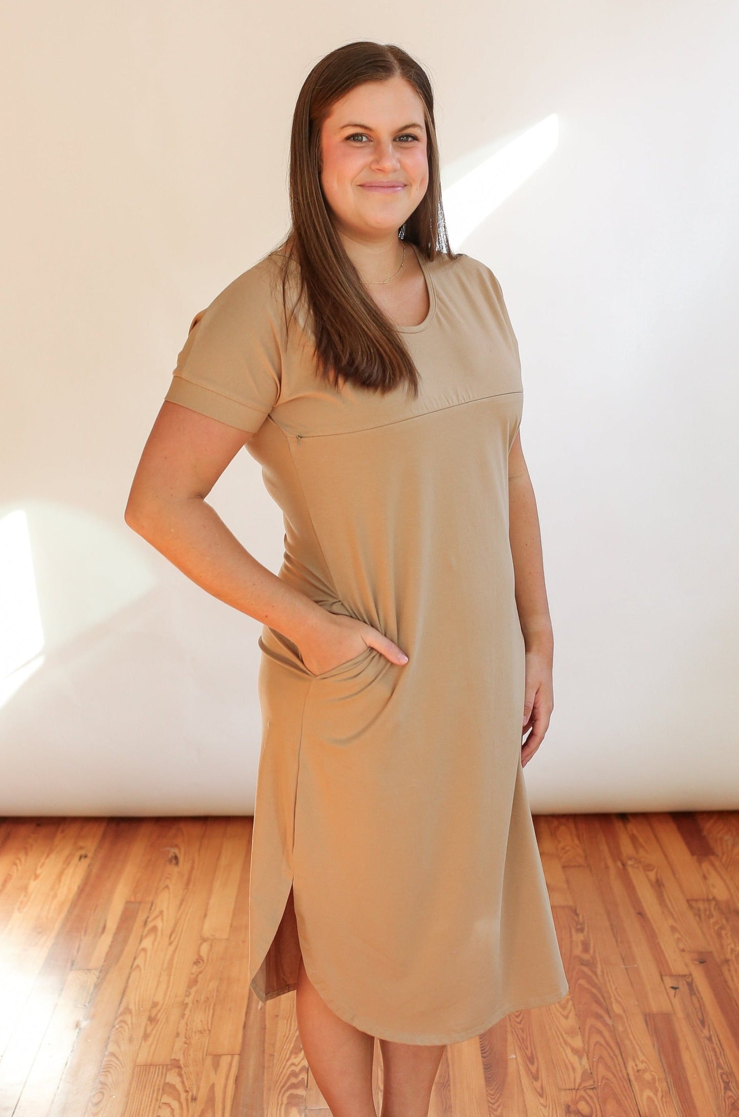 Movemama Invisible Zipper Midi Breastfeeding T-Shirt Dress (Final Sale)