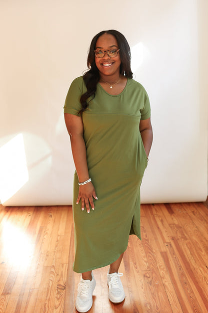 Movemama Invisible Zipper Midi Breastfeeding T-Shirt Dress (Final Sale)