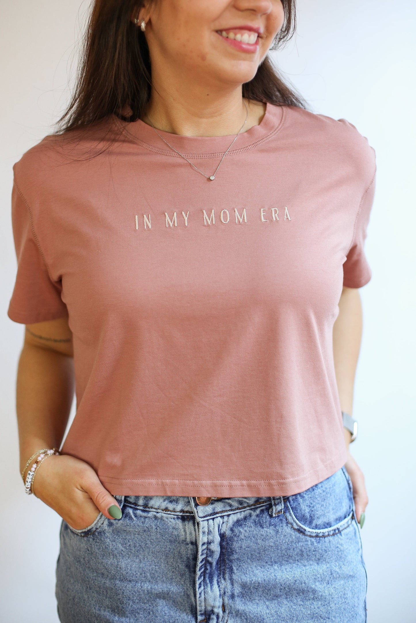 Movemama Cropped Embroidered Nursing Friendly Tee (Final Sale)