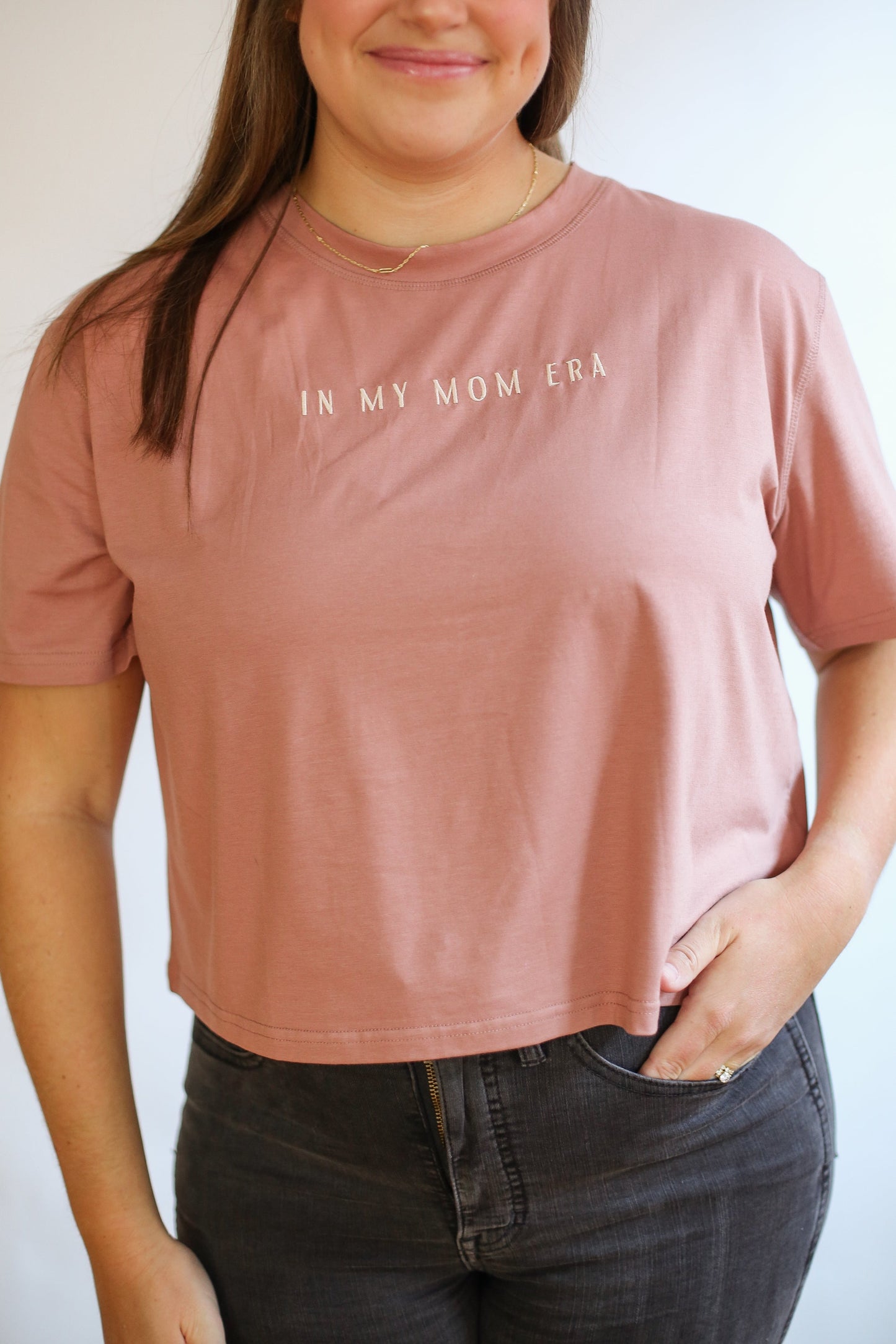 Movemama Cropped Embroidered Nursing Friendly Tee (Final Sale)