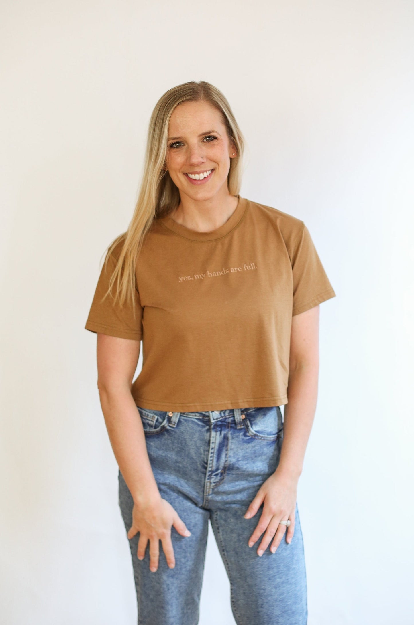 Movemama Cropped Embroidered Nursing Friendly Tee (Final Sale)