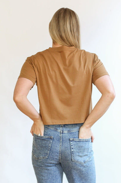 Movemama Cropped Embroidered Nursing Friendly Tee (Final Sale)