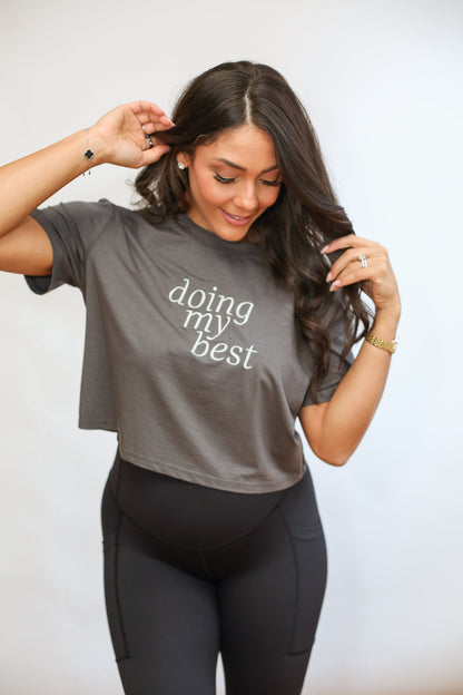 Movemama Cropped Embroidered Nursing Friendly Tee (Final Sale)