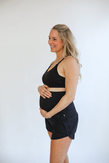 Movemama Maternity Athletic Shorts - Black