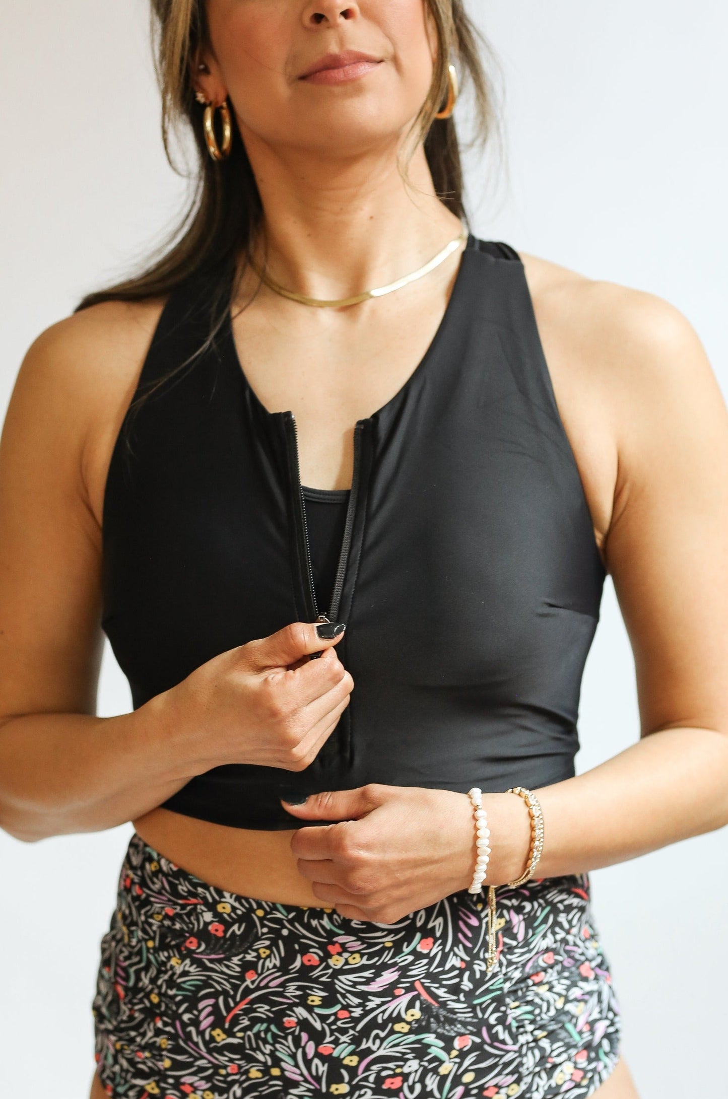 Movemama Crop Zip Up Breastfeeding Swimsuit Top