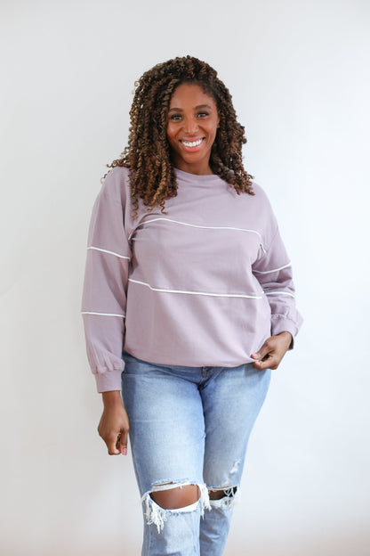 Movemama Relaxed Fit Invisible Zipper Breastfeeding Sweatshirt with Piping