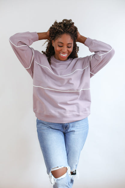 Movemama Relaxed Fit Invisible Zipper Breastfeeding Sweatshirt with Piping