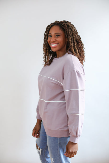 Movemama Relaxed Fit Invisible Zipper Breastfeeding Sweatshirt with Piping