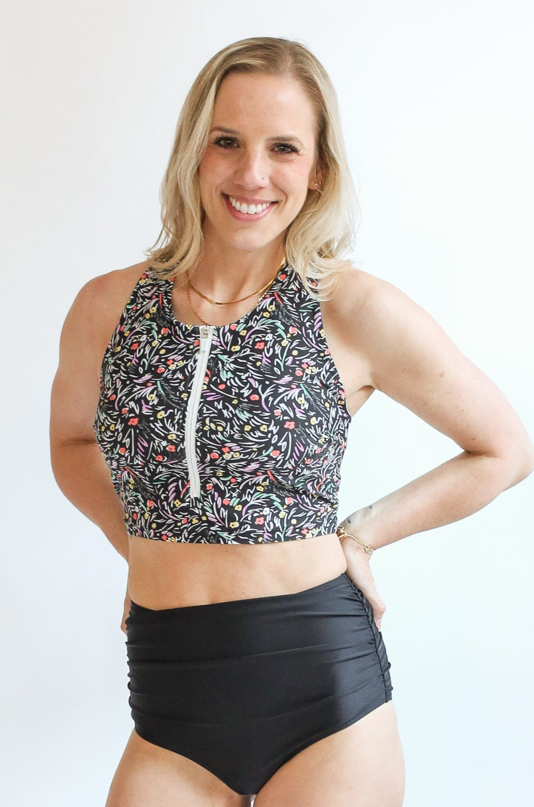Movemama Crop Zip Up Breastfeeding Swimsuit Top