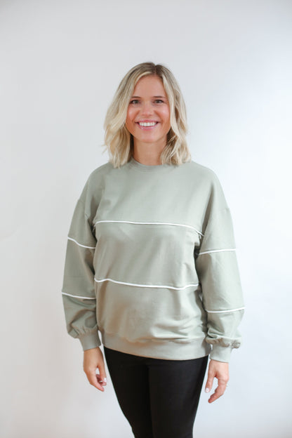 Movemama Relaxed Fit Invisible Zipper Breastfeeding Sweatshirt with Piping