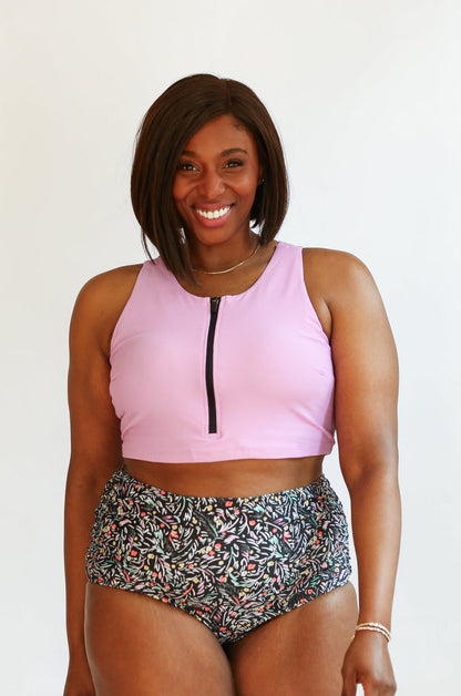Movemama Crop Zip Up Breastfeeding Swimsuit Top