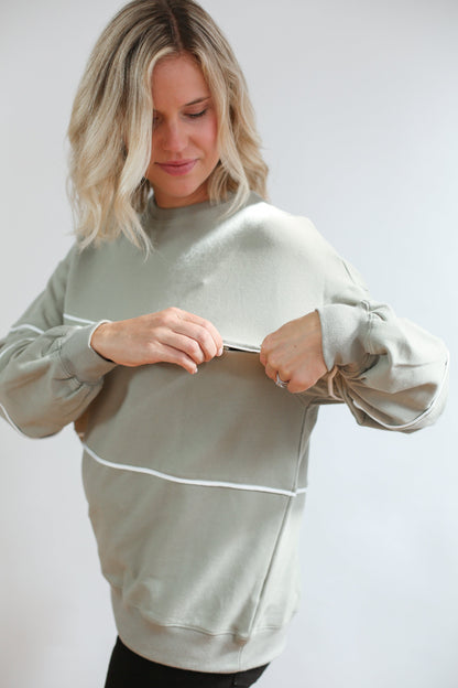 Movemama Relaxed Fit Invisible Zipper Breastfeeding Sweatshirt with Piping