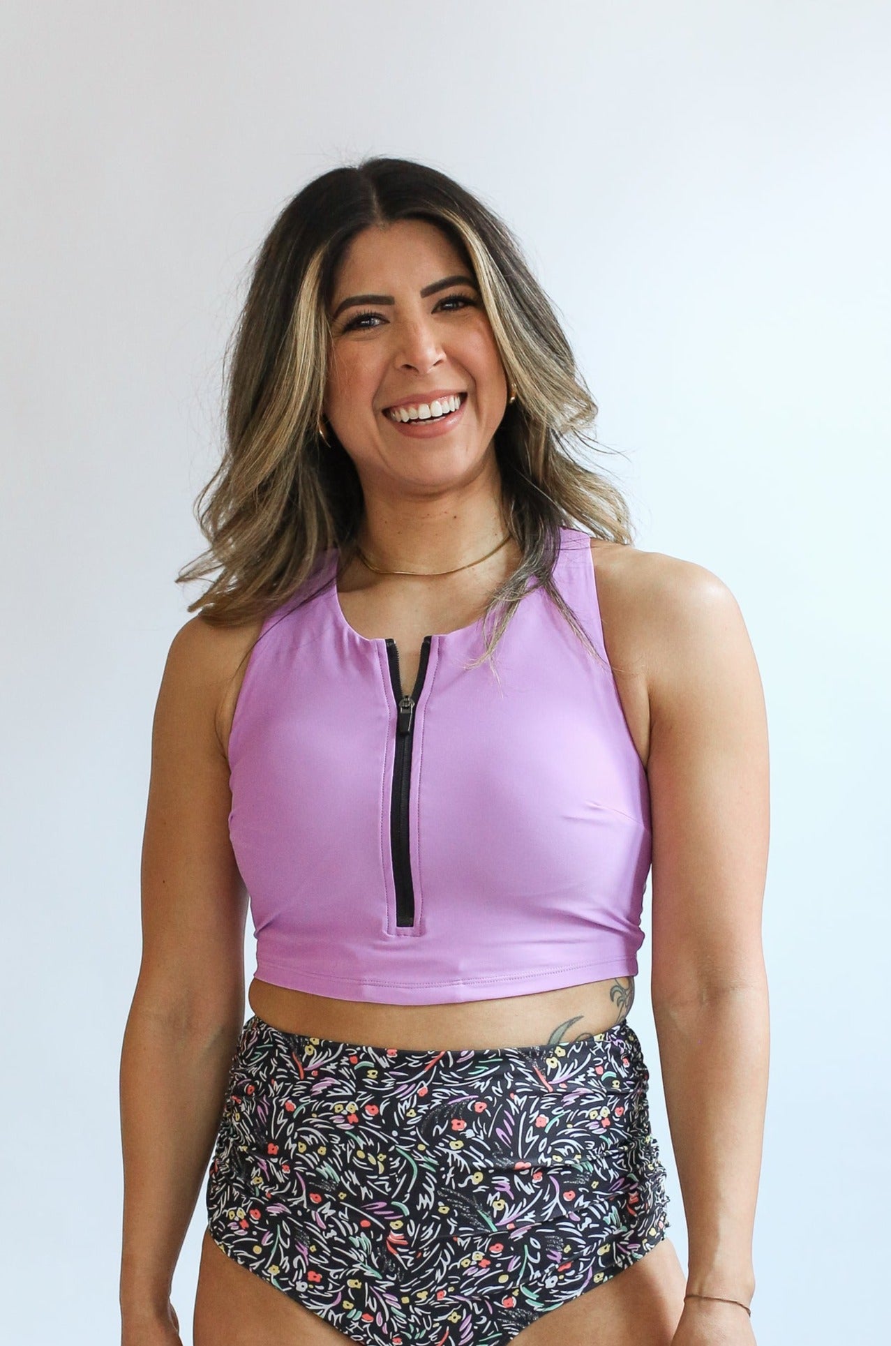 Movemama Crop Zip Up Breastfeeding Swimsuit Top
