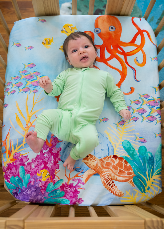 Moon Star Baby Nestig Mini Crib Compatible: Ocean Crib Sheet