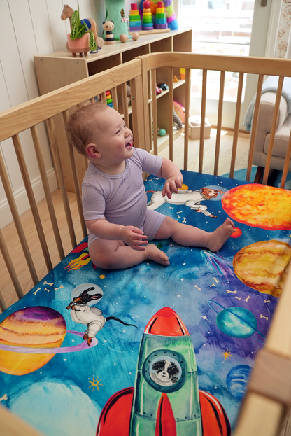 Moon Star Baby Space Crib Sheet Set: Barkside of the Moon