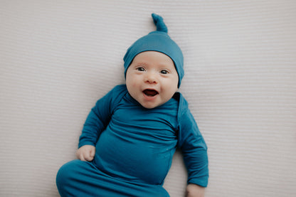 Three Little Tots Blue Knotted Newborn Baby Gown
