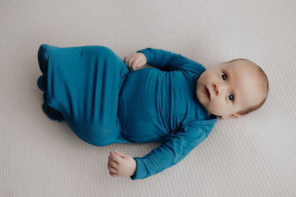 Three Little Tots Blue Knotted Newborn Baby Gown