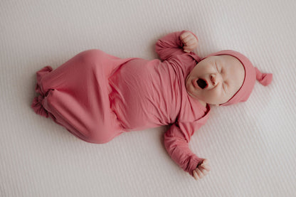 Three Little Tots Rose Knotted Newborn Baby Gown