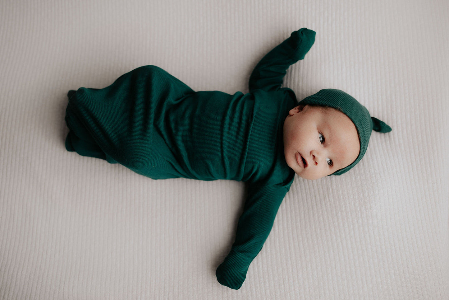 Three Little Tots Forest Green Knotted Newborn Baby Gown