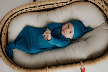 Three Little Tots Blue Knotted Newborn Baby Gown