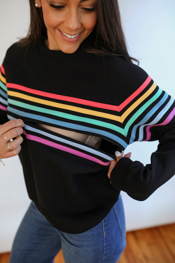 Movemama Six Stripe Invisible Zip Breastfeeding Sweatshirt