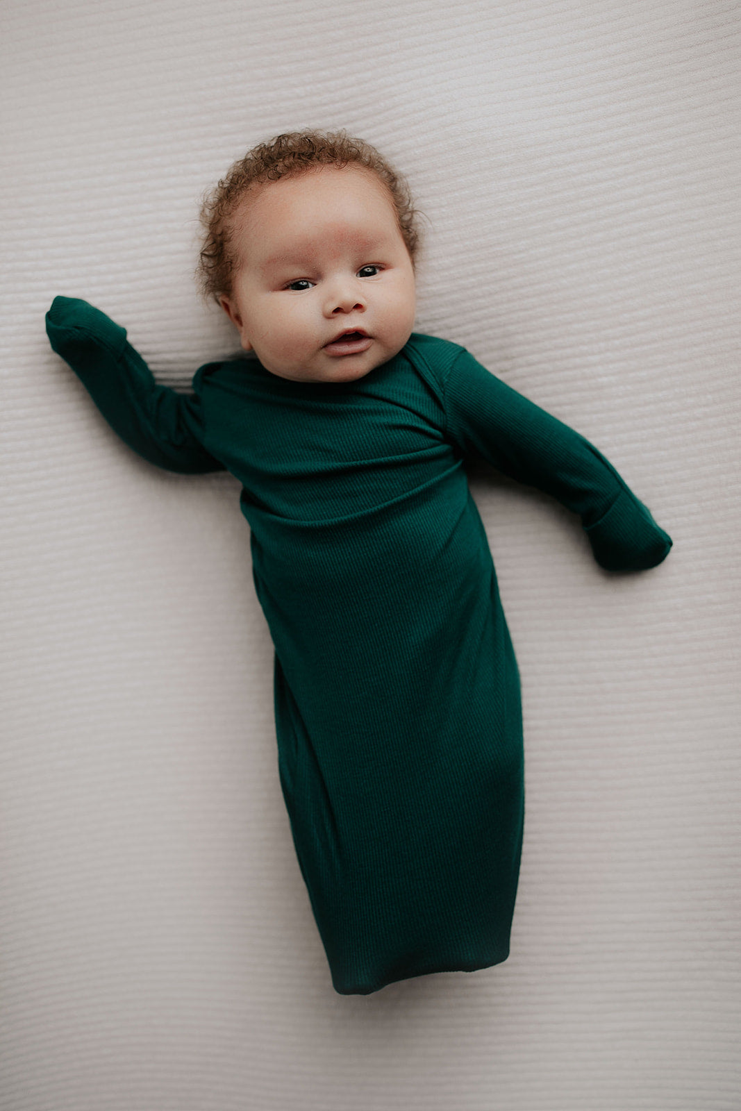 Three Little Tots Forest Green Knotted Newborn Baby Gown