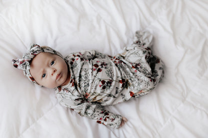 Three Little Tots Floral Newborn Knotted Baby Gown
