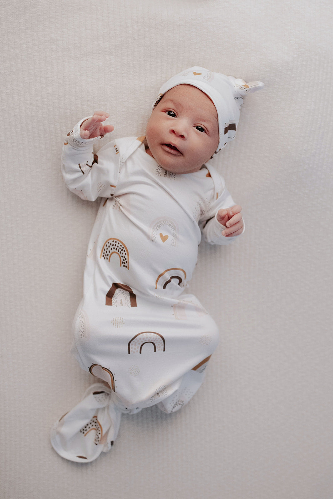 Three Little Tots Rainbow Newborn Knotted Baby Gown