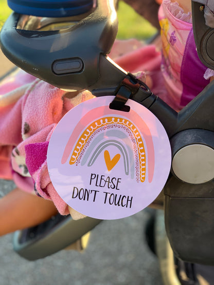 Three Little Tots Rainbow Baby No Touching Car Seat Sign Tag