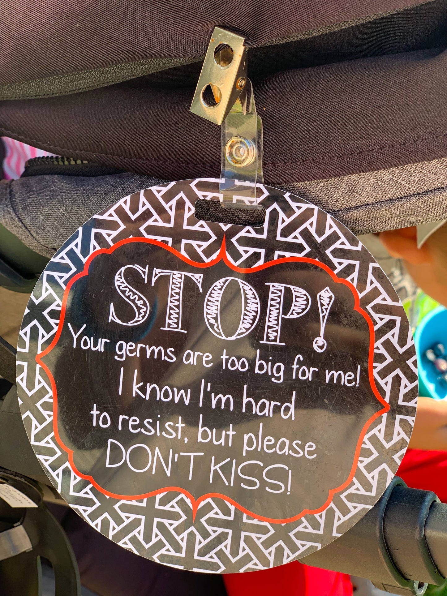 Three Little Tots No Kissing A Newborn Car Seat and Stroller Tag