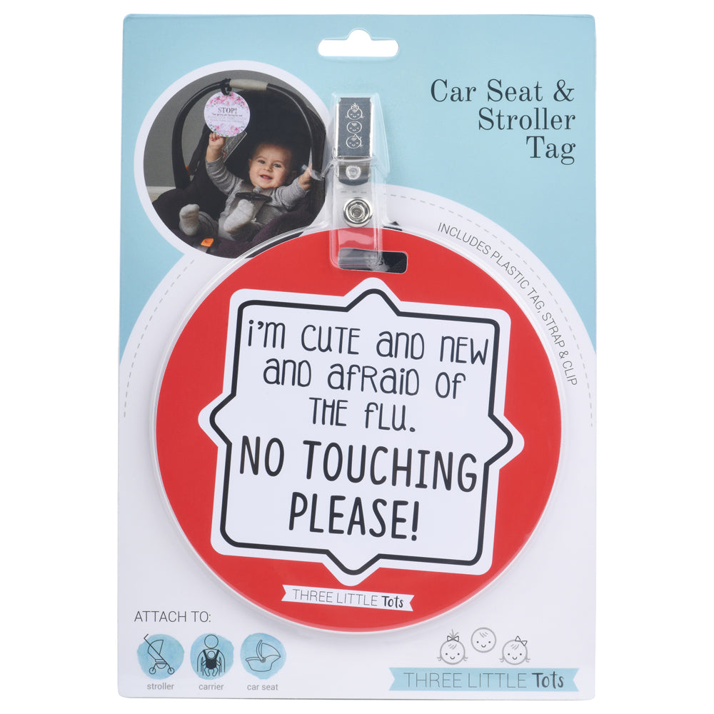 Three Little Tots Cute & New Afraid of the Flu Car Seat Tag