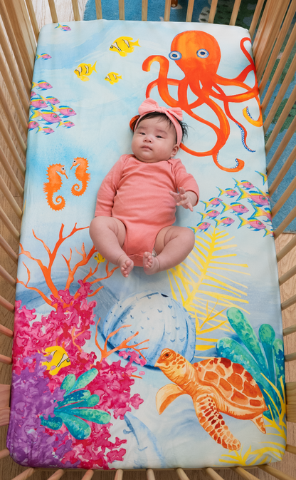 Moon Star Baby Ocean Crib Sheet: Sea You In My Dreams