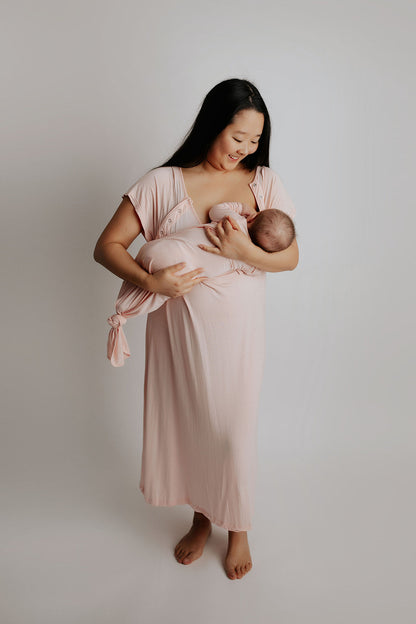 Three Little Tots Heavenly Pink Mommy Labor and Delivery Nursing Hospital Gown