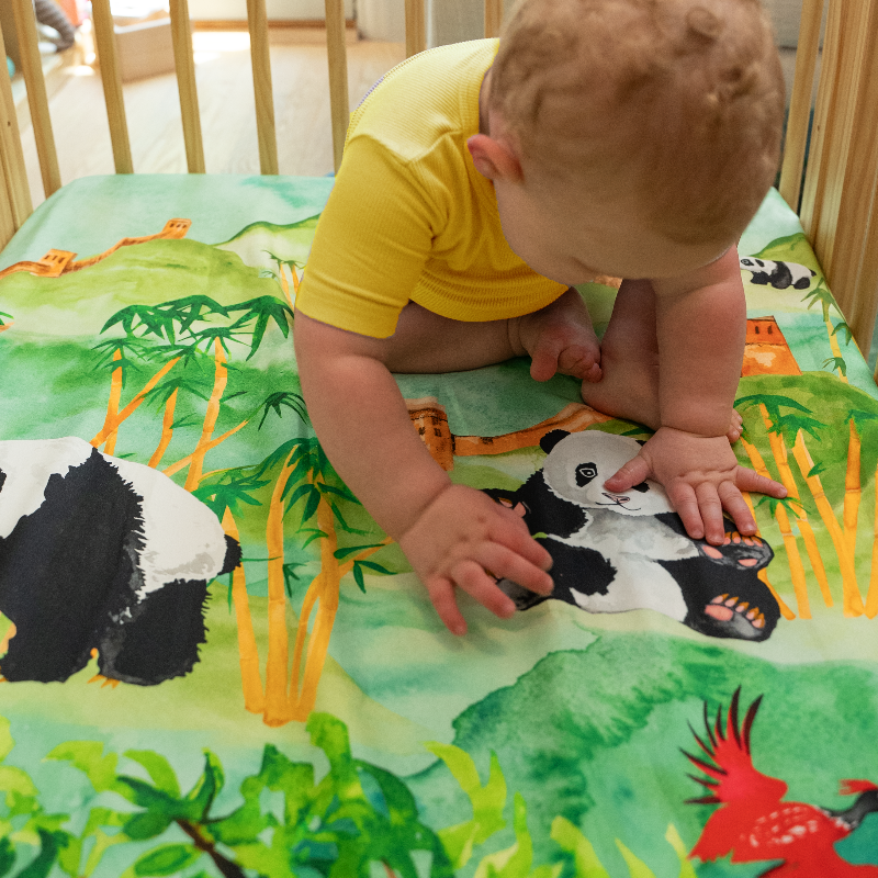 Moon Star Baby Great Cuddle of Pandas Fitted Crib Sheet