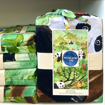 Moon Star Baby Great Cuddle of Pandas Fitted Crib Sheet
